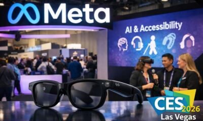 Meta showcases AI-powered smart glasses and accessibility technology at its CES 2026 booth in Las Vegas.